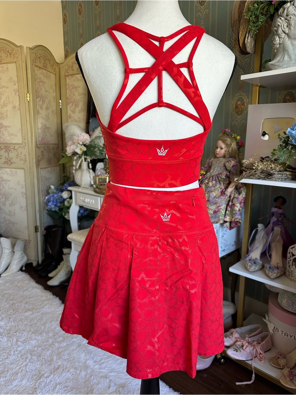 DISNEY PRINCESS Jasmine Red inspired ATHLETIC SKORT crowned athletics - Picture 10 of 10